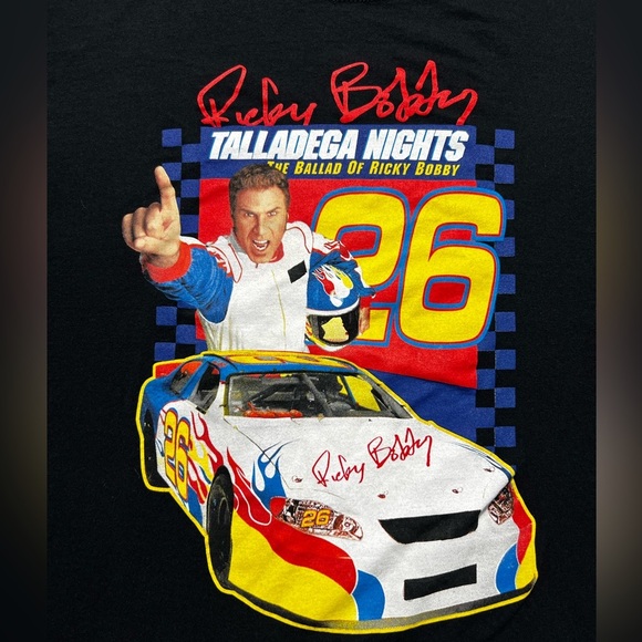 Talladega Nights Ricky Bobby T-Shirt Men’s Large Black Hybrid Apparel NASCAR - Picture 2 of 5